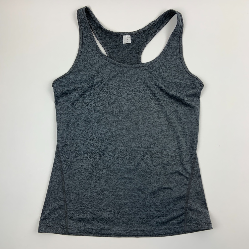 Tank Top Womens Small Round Neck Racerback Gray